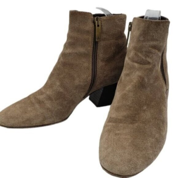 Aquatalia Tan Suede Ankle Boots Size 6.5 Side Zip Neutral - Picture 1 of 16